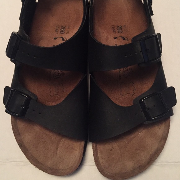 Birkenstock Shoes - Birkenstock Birki Black Leather Sandals L 9/ M 7